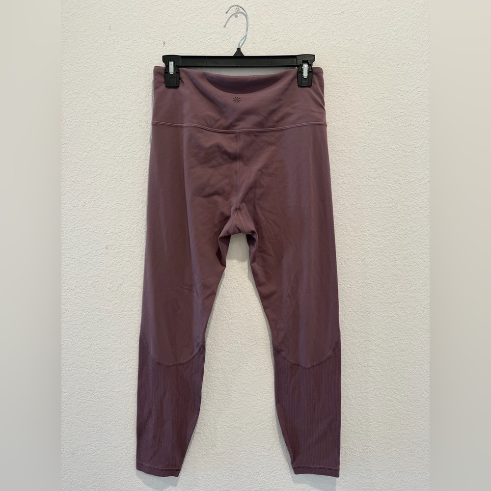 Athleta rise up ribbed 7/8 leggings yoga Pilates running dusk violet purple